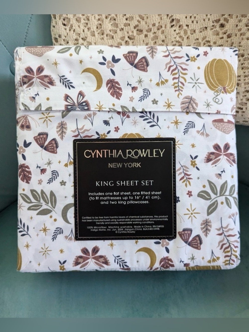 Cynthia Rowley Harvest Pumpkin Sheet Set KING Size Rare Open Package Limited